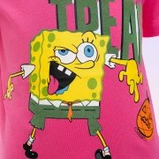Sünger Bob Kare Pantolon Kız Çocuk Legendary Halloween Pembe Tişört