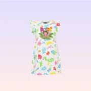 DORA Girls’ White Crew Neck Dress