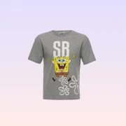 Nickelodeon SpongeBob SquarePants Printed Crewneck T-Shirt – Grey – Women