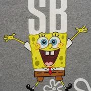 Nickelodeon SpongeBob SquarePants Printed Crewneck T-Shirt – Grey – Women