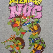 Nickelodeon Genç Mutant Ninja Kaplumbağalar Defenders of NYC Baskılı Bisiklet Yaka Gri Kadın Tişört