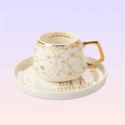 The Land of Legends 6-Piece White Turkish Coffee Cup Set with Chateau Design