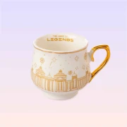 The Land of Legends 6-Piece Purple Turkish Coffee Cup Set with Chateau Pattern