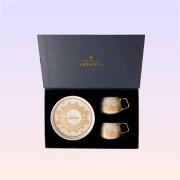 The Land of Legends 2-Piece White Turkish Coffee Cup Set with Chateau Pattern