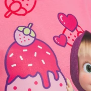 Maşa Kız Çocuk Pembe Bisiklet Yaka Tişört & Şort Takımı