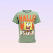 Sünger Bob Kare Pantolon Erkek Çocuk Legendary Halloween Yeşil Tişört