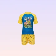 Nickelodeon SpongeBob SquarePants Printed Short Sleeve Swim Set – Yellow & Navy – Boys