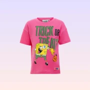Sünger Bob Kare Pantolon Kız Çocuk Legendary Halloween Pembe Tişört