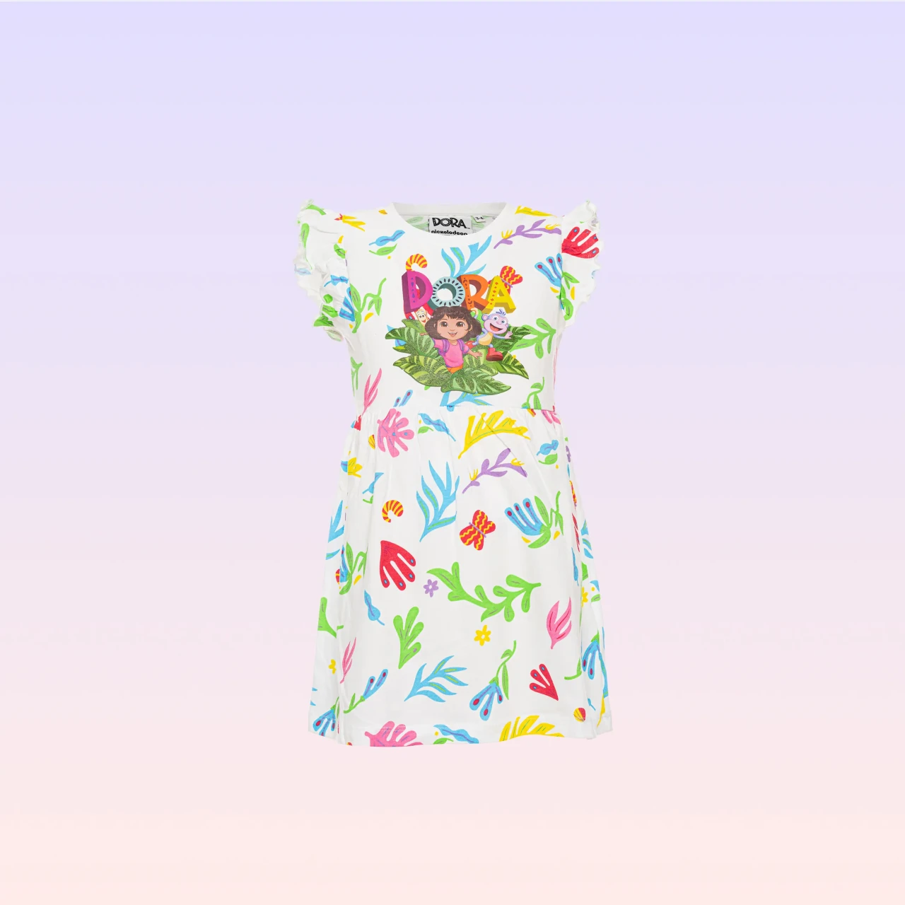 DORA Girls' White Crew Neck Dress
