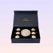 The Land of Legends 6-Piece White Turkish Coffee Cup Set with Chateau Design