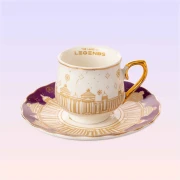 The Land of Legends 6-Piece Purple Turkish Coffee Cup Set with Chateau Pattern