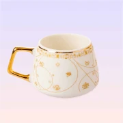 The Land of Legends 6-Piece White Turkish Coffee Cup Set with Chateau Design