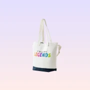 Legends White Tote Beach Bag with Navy Blue Base