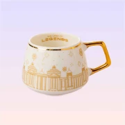 The Land of Legends 2-Piece White Turkish Coffee Cup Set with Chateau Pattern
