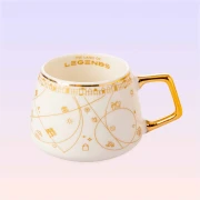 The Land of Legends 6-Piece White Turkish Coffee Cup Set with Chateau Design