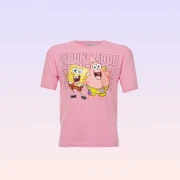 Nickelodeon Sünger Bob Kare Pantolon ve Patrick Yıldız Ön Arka Baskılı Bisiklet Yaka Kadın Tişört