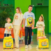 Sünger Bob Kare Pantolon Baskılı Sarı Valiz