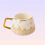 The Land of Legends 2-Piece White Turkish Coffee Cup Set with Chateau Pattern