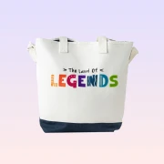 Legends White Tote Beach Bag with Navy Blue Base