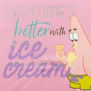 Nickelodeon Sünger Bob Kare Pantolon Patrick Yıldız Ice Cream Baskılı Bisiklet Yaka Kız Çocuk Tişört