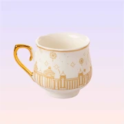 The Land of Legends 6-Piece Purple Turkish Coffee Cup Set with Chateau Pattern